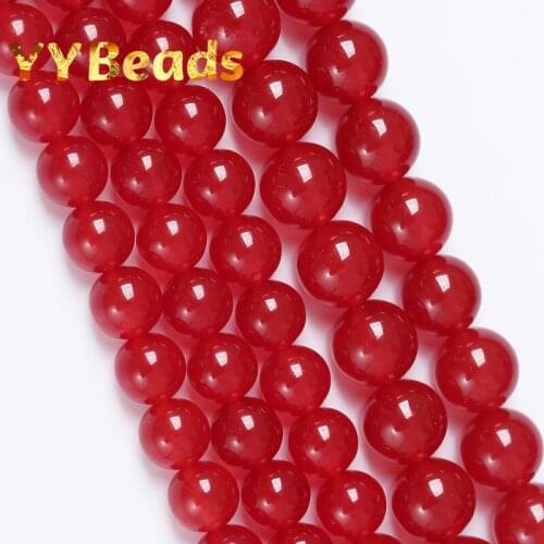 New Dark Red Chalcedony Beads Natural Red Jades Stone Loose Charms Beads For Jewelry Making Bracelets Necklaces 4 6 8 10 12 14mm