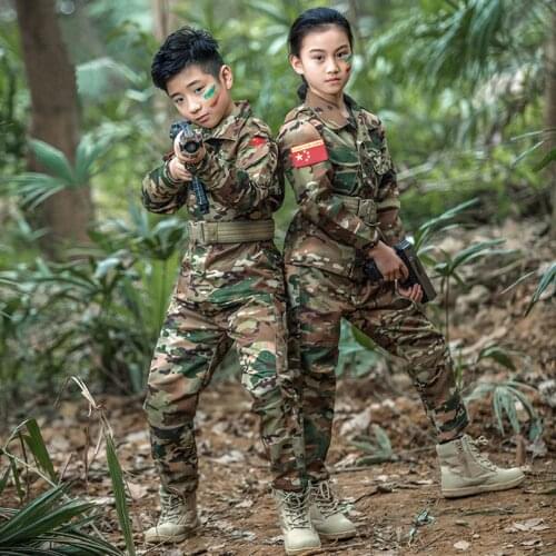 Children Military Training Suit Kids Summer Camp Uniform Girls Boys Outdoor Sport Sets Camouflage Combat Hunting Clothing