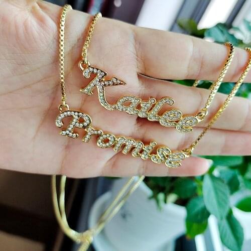 DODOAI DOREMI 9mm Crystal Pendant Letters Necklace for Women Custom Jewelry Custom Name Necklaces Numbers Personalized Zirconia