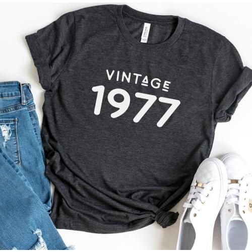Vintage 1977 T-Shirt Women 44 Years Old 43th Birthday Gift Girls Mom Wife Daughter Party Top Tshirt Cotton Streetwear Tee Shirt