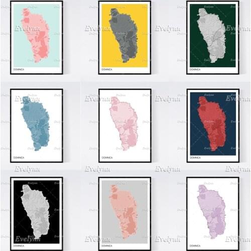 Dominica Island Map Art Print - Many Styles- Scandi // Vintage /Wall Art Modular Pictures Canvas Modern Home Decor Posters