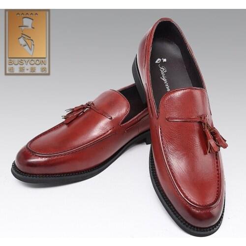 Italian brown leather Loafer mens dress shoes zapatos de los hombres