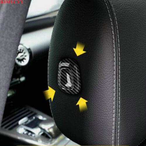 BJMYCYY Car headrest button ABS carbon fiber decorative frame for Mercedes Benz A CLASS A180L A200L GLB 2019-2020