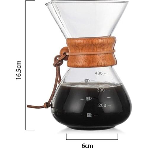 Wholesale High-Temperature Resistant Glass Coffee Maker Coffee Pot Espresso Coffee Filter with Stainless Steel V60 Filter Pot