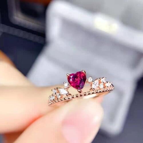 Natural Garnet/Topaz Heart-shaped Gemstone S925 Sterling Silver Ring Fine Fashion Jewelry for Weddings Parties MeibaPJFS