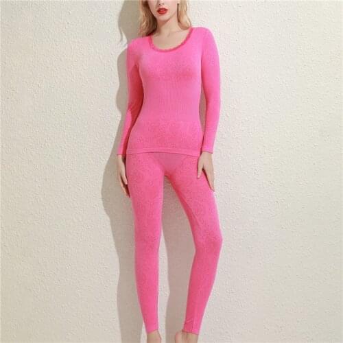 Autumn Winter Women Thermal Underwear Set Ladies Clothes Seamless Long Sleeve O Neck Top Long Comfortable Women Underwear Set