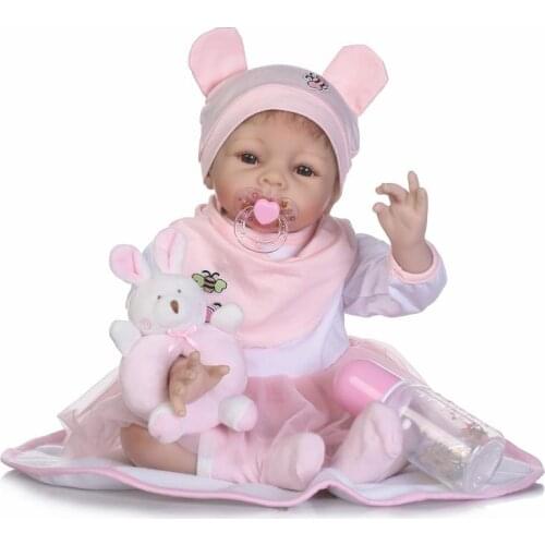 NPK bebe dolls girl dolls 22"55cm silicone reborn baby doll lifelike real baby dolls for children gift classic education toys