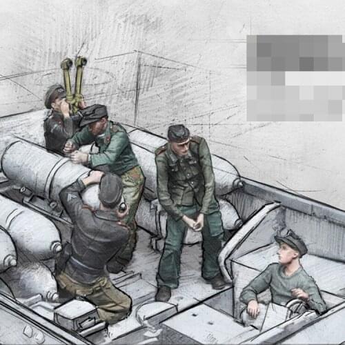 1/35 Die-cast Resin Figure Soldier Model World War II Tank Maintenance Personnel Five People Gray Model Unpainted