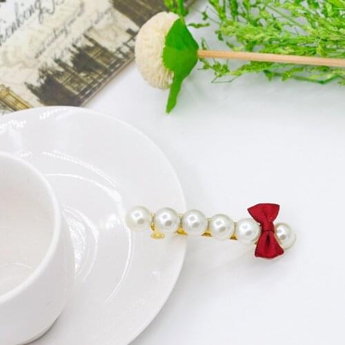 Fashion Handmade Ribbon Bowknot Rhinestone Pearl Hair Clips Girls Women Lady Metal Crystal Hairpins Hair Accessories Barrette