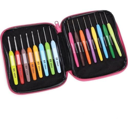 16pcs Crochet Hooks Knitting Needles Soft Handle Aluminium Crochet Hooks Set Knitting Needles Kit Sweater Weave Knitting Tools