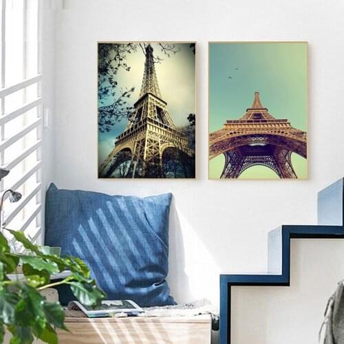 Nordic Landscape Eiffel Tower Posters Scandinavian Decor Canvas Paintings Hd Print Wall Art Picture For Living Room No Framed