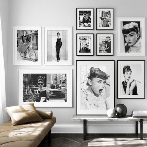 Movie Star Audrey Hepburn Posters and Prints Black White Wall Art Canvas Painting Fashion Pictures for Living Room Nordic Decor