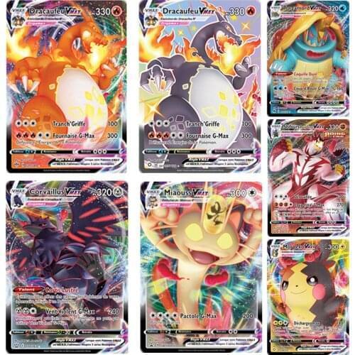 Pokemon French Cards Vmax 70Gx 20Mega 10Trainer Charizard Pikachu Dracaufeu Drattak Torgamord Collection Game Trading Card Toys