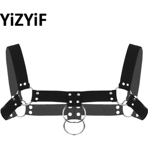 Harness Mens Elastic Shoulder Body Chest Harnes Belt Muscle Straps With Metal O-rings And Rivets Club Costume Strap Accessories