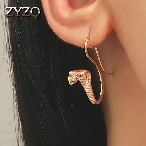 ZYZQ Punk Snake Earrings for Men Personality Gold Color Retro Metal Animal Long Drop Earrings Womens Brinco Fashion Jewelry