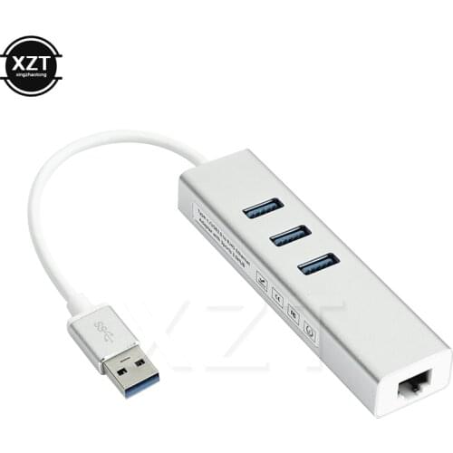 1pcs Network Card Gigabit Ethernet RJ45 Lan With 3 Ports USB 3.0 HUB USB Splitter USB to Ethernet Adapter for Macbook Laptop