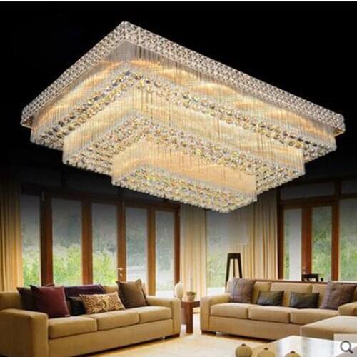 Modern ceiling lamp Villa living room atmosphere crystal ceiling lamp rectangular restaurant bedroom European lighting fixture