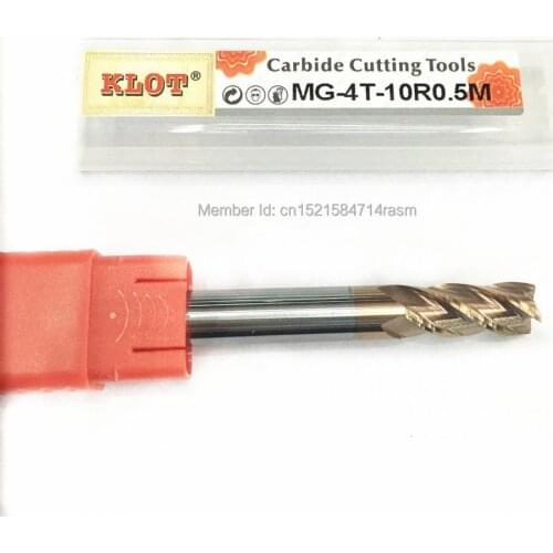 KLOT HRC60 Corner Radius TiCN Coated Solid Carbide End Mill 12mm R0.2 R0.5 R1 R1.5 R2 R2.5 R3 R4 R5 4-Flute CNC