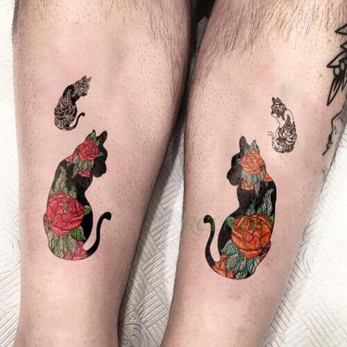 Waterproof Temporary Tattoo Sticker Lovely Cat Dog Rose fake tatto flash tatoo tatouage temporaire arm leg for women girl men
