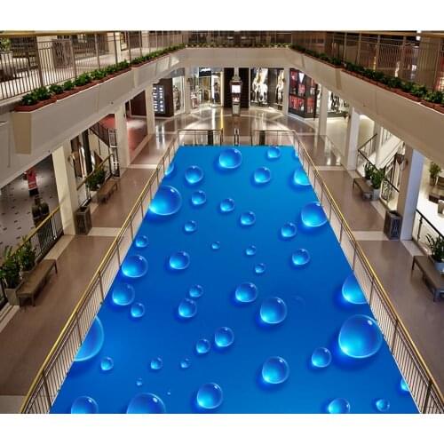 Bathroom waterproof wallpaper 3D blue water drop floor pvc self-adhesive wallpaper Home Decoration