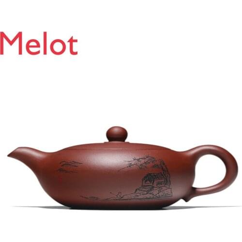 Yixing Purple Sand Pot, Famous Pure Handmade Household Teapot Size Capacity Authentic Single Tea Set Set Flat Jade