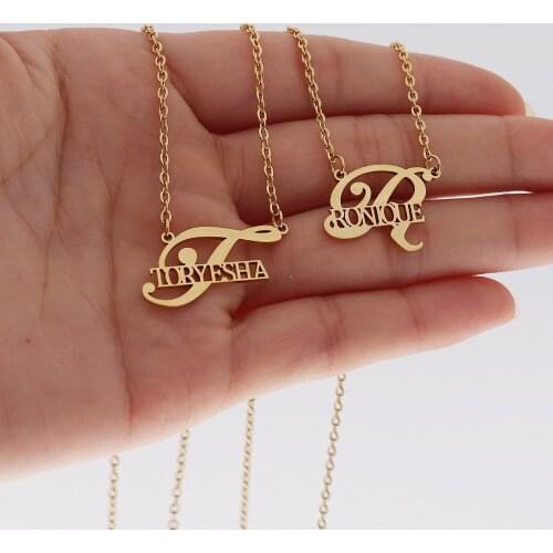 Hip Hop Jewelry Custom Big Letter Name Necklaces Men Customized Nameplate Choker Necklace For Women Personalized Gifs