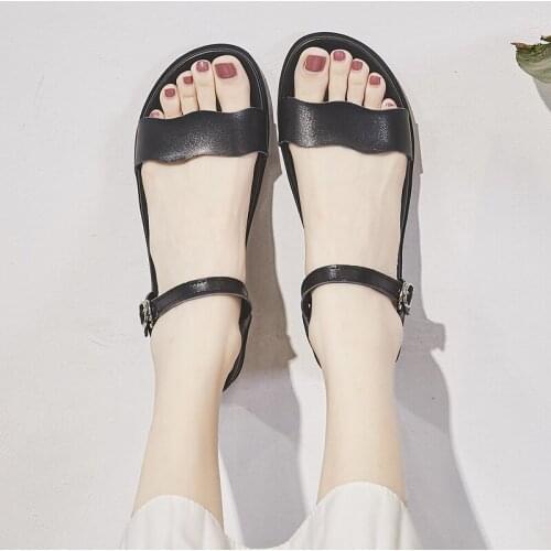 Women Sandals Wedge Shoes Woman Ankle Strap Genuine Leather Shoes Summer Beach Chaussures Femme Casual White Sandals Gladiator