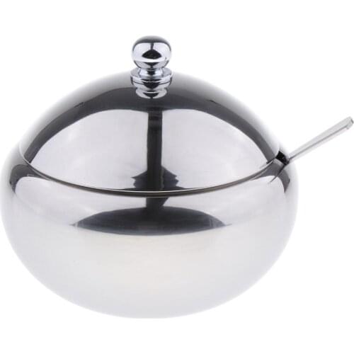 1pc Stainless Sugar Bowl Seasoning Condiment Pot Spice Salt Sugar Pepper Jar