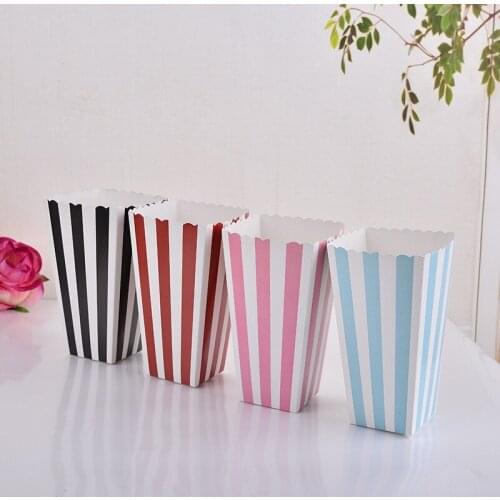 12Pcs Colorful Chevron Paper Popcorn Boxes Wedding Table Decoration Baby Shower Birthday Party Decorations Kids Party Decoration