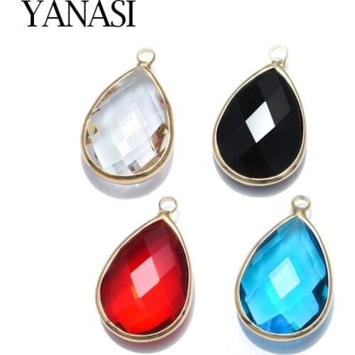4 Pieces YANASI 13*8 mm Crystal Waterdrop Charms Pendant for DIY Women Necklace Earrings Bracelets Making Accessories