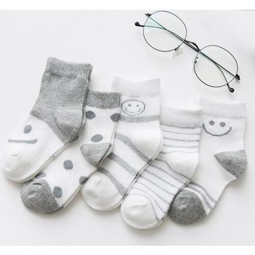 5 Pairs/Lot Summer Kids Soft Cotton Socks Boy Girl Baby Fashion Breathable cute cartoon Mesh Socks For 0-7Y Children Gifts CN
