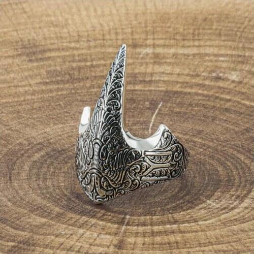 925 Sterling Silver Eagle Thumb Ring Design Mens Ring Exclusive Chic Accessory for Men Special Ring Gift for Men Made in Turkey