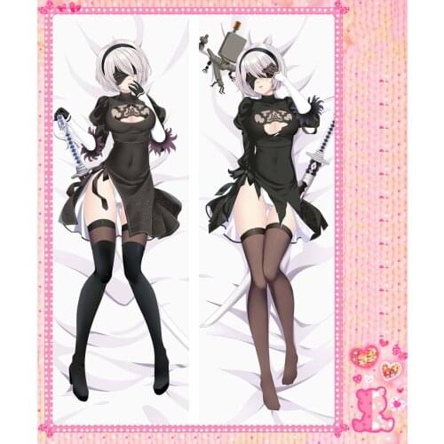 Anime Cartoon NieR: Automata Bolster Hugging Peach Skin 2 Way Pillow Case Pillow Cover Pillowcase Gift 78093