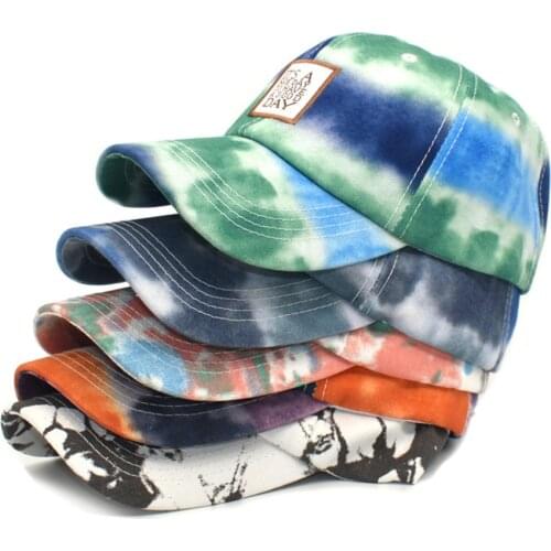 Adjustable Tie-Dye Embroidered Baseball Cap Men Sun Hat Womens Hats Hip Hop Men Casual Outdoor Women Caps Sun Hat Graffiti Bone
