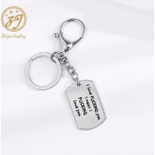 Zhijia jewelry Stainless Steel Key Chain Ring Key Hook I love you Gift for Lover Women Men Boy Girl Free Shipping