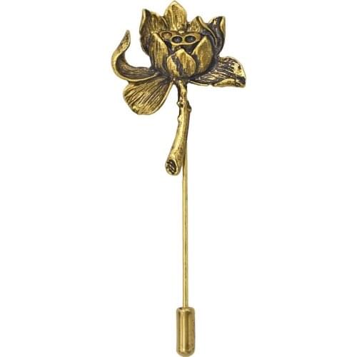 Unisex Lotus Flower Brooches Suit Shirt Corsage Lapel Stick Pin Brooch Gift For Men Women Jewelry