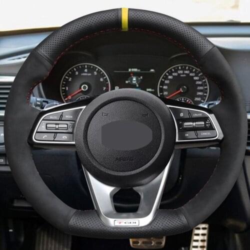 For Kia K5 Optima 2019 Cee'd Ceed GT 2019 Cee'd Ceed GT-Line Forte GT Sportag Black Soft Genuine Leather Steering Wheel Cover