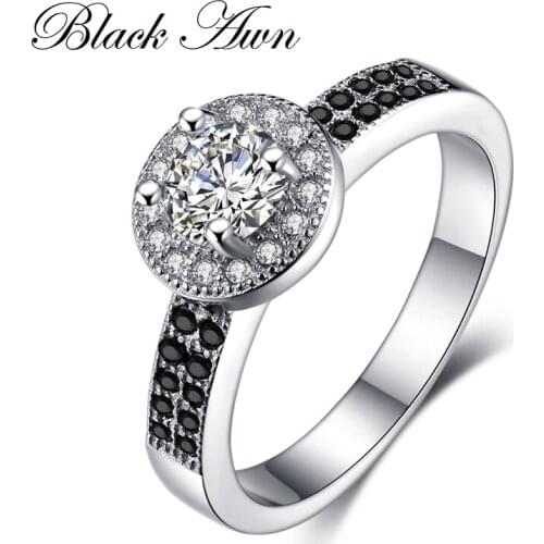 BLACK AWN 2021 New Genuine 100% Sterling 925 Silver Jewelry Square Engagement Rings for Women Gift C370