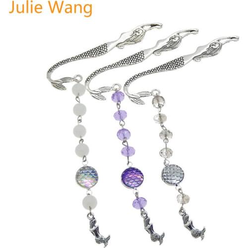 Julie Wang Mermaid Bookmark Charm For Reading Alloy Beautiful Rhinestone Resin Scale Nice Gift Book Page Marker