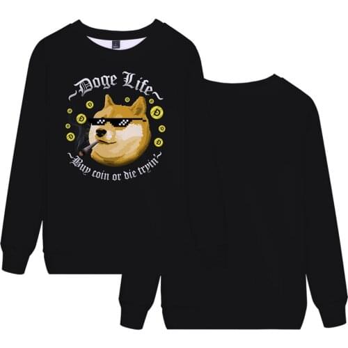 Dogecoin T Shirt Men Women Long Sleeve Tops Bitcoin Cryptocurrency Art Dogecoin To The Moon T Shirt High Quality Child Top