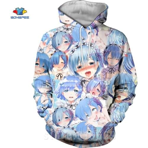 Re Zero Rem Hoodies New Twin maid Ram Pocket Hooded 3D Sexy Anime Girl Hoodie Men Women Coat Print Harajuku Pullover Sweatshirt