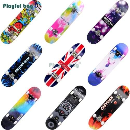 Playful Bag Teenagers Skateboard Double rocker maple wood skateboard Adult four wheels toys Chromium steel ABEC-7 bearings AMA23