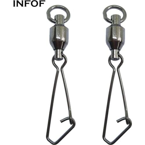 INFOF 100-pieces Fishing Swivels Snap Ball Bearing Swivels with Hooked Snap Stainless Steel Lure Hook Connector For Bass Fishing