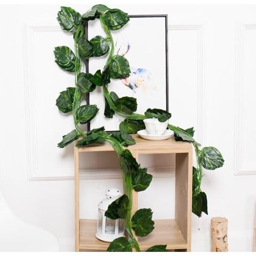 Artificial greens Green boston Ivy plastic Leaves Artificial Grape Vine Fake Foliage Leaves Fake Ivy Home Wedding Bar Decoration