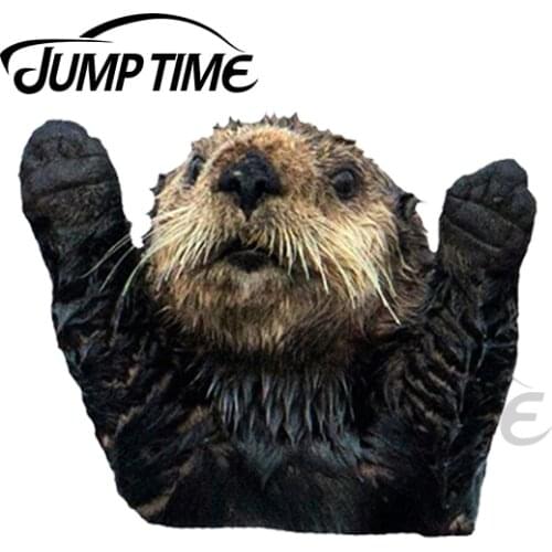 JumpTime 13 x 5.7cm For Otter Hugs Decal Windshield Windows Cartoon Car Stickers Motorcycle Anime Waterproof Car Assessoires