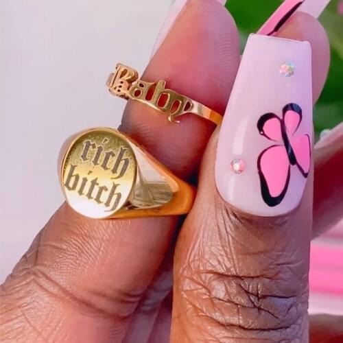 Custom Name Ring Gold Stainless Steel Personalized Adjustable Ring For Women Wedding Jewelry Gifts Bijoux Femme