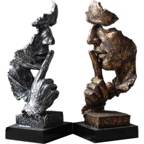 Creative Thinker Statues Retro Abstract Characters Figurine Do Not Listen/Speak/Look Miniature Sculpture Home Desktop Craft Gift