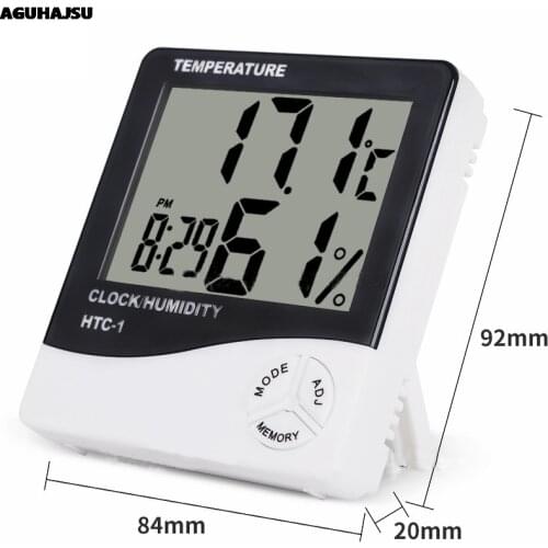 Indoor Room LCD Electronic Temperature Humidity Meter Digital Thermometer Hygrometer Weather Station Alarm Clock HTC-1