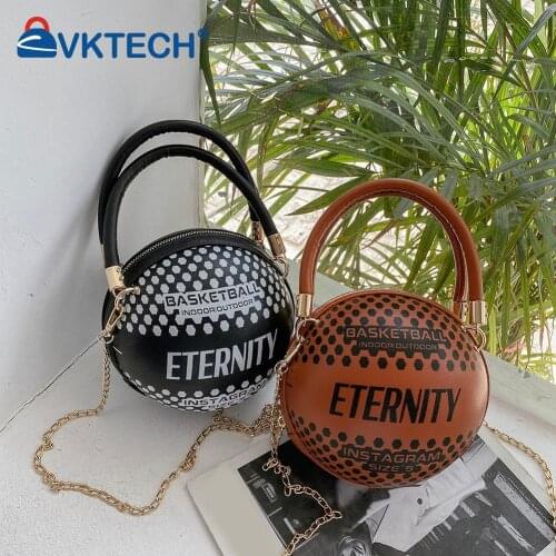 Fashion Women Spherical Shape Letters Printing PU Leather Crossbody Shoulder Messenger Bag Casual Ladies Chain Top-handle Bags
