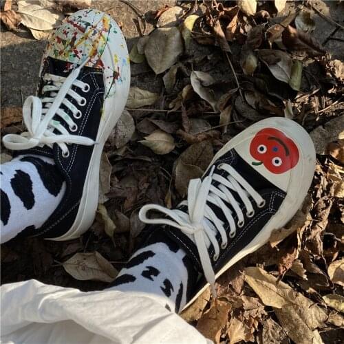 Fashion graffiti splash ink canvas shoes 2021 spring and summer new versatile comfortable breathable casual womens shoes